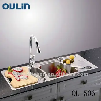 Oulin Kitchen Sink Above Counter Triple Bowl With Drainer Panel Ol Oulin Kitchen Sink Above Counter Triple Bowl With Drainer Panel Ol 506