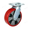 250-550 kg load weight PU caster mold on cast aluminium locking caster wheels
