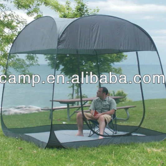Windproof Spring Steel Wire Pop Up Screen Tent With Floor For 4man