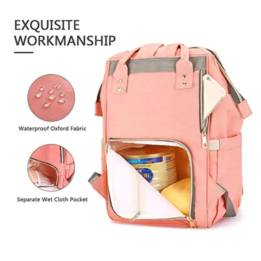 Customized multi-function waterproof  diaper bag for baby care, large capacity, stylish and durable