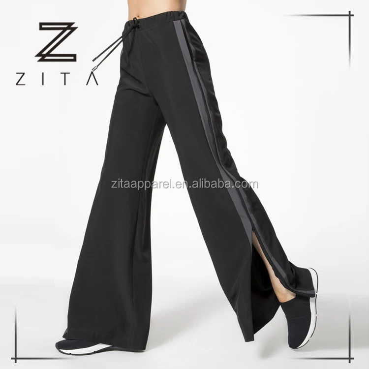 womens black wide leg joggers