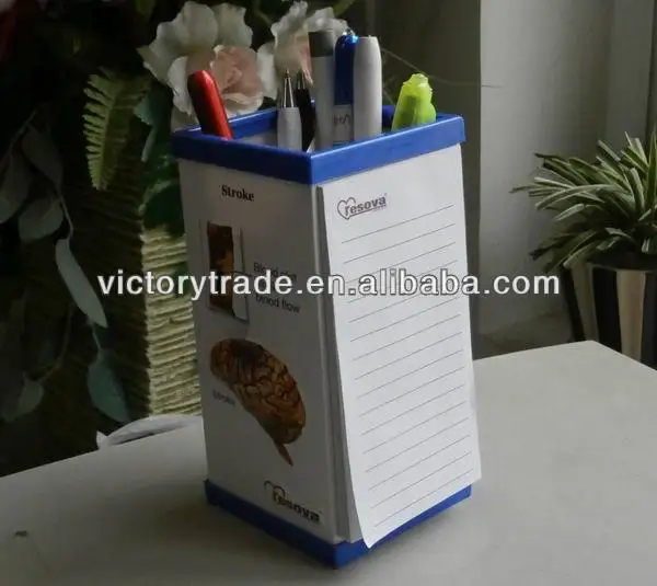 Promotional Handmade 3D Embossed Plastic Medical Doctor Desk Pen Holder With Note Pad