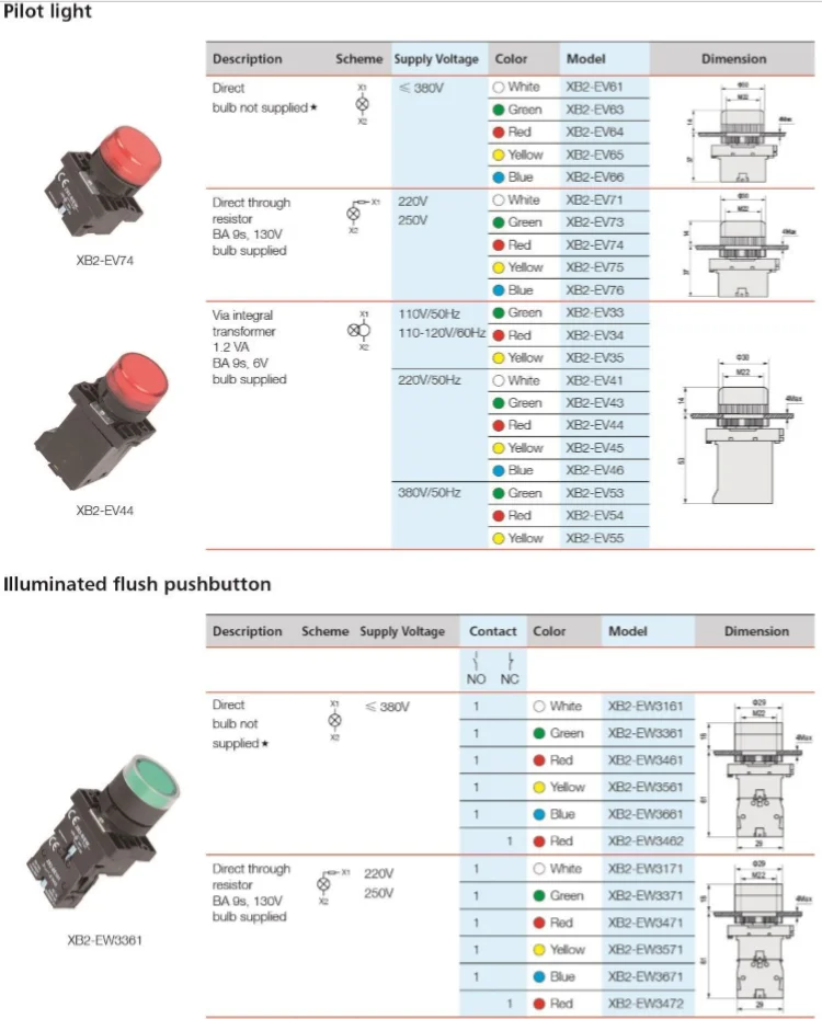 22mm Emergency Stop Switch Push Button Xb2-es542 With Mushroom Head ...