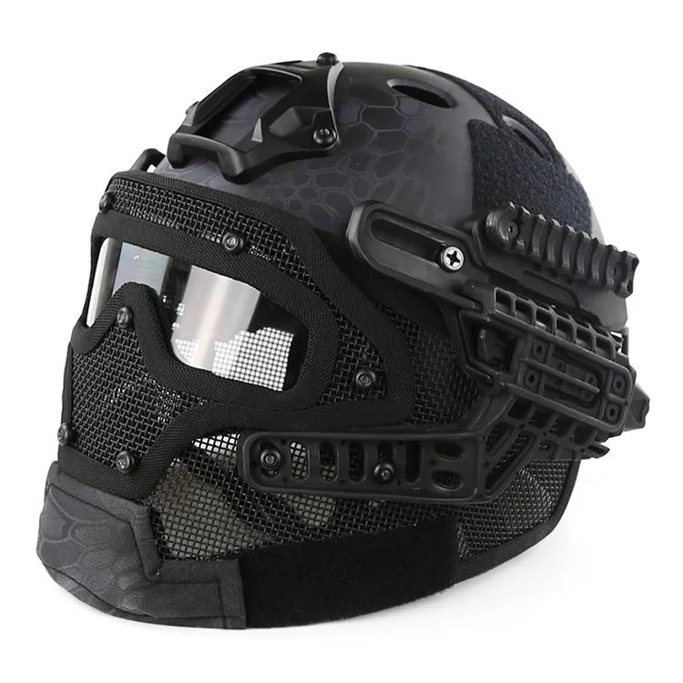 military tactical fast pj type helmet with mask goggles full