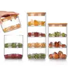 Kitchen hermetic assortment container keep food fresh Stack storage glass jar with bamboo lid