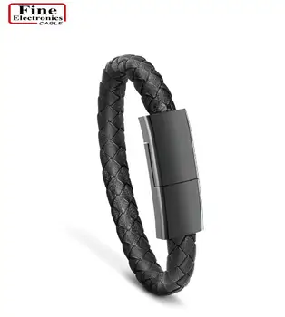 Customized Mobile Phone Leather Weaving Cable Wristband Charging Customized Mobile Phone Leather Weaving Cable Wristband Charging Portable Usb Charger Bracelet