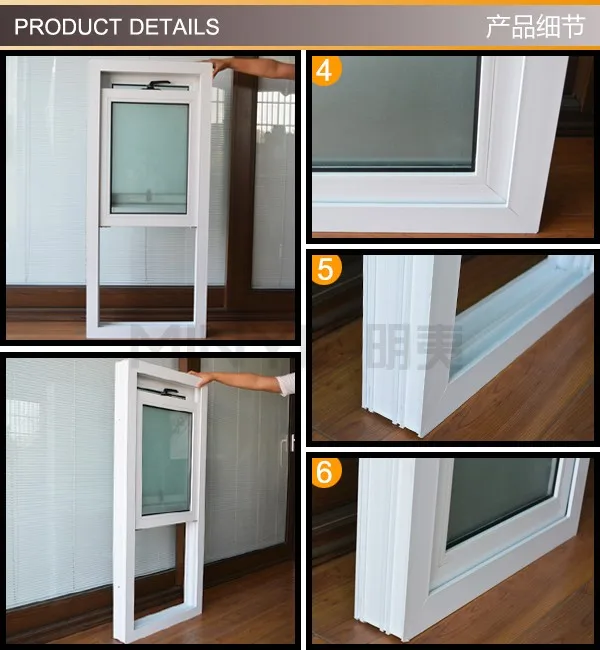 Vinyl frame single hung windows with double glazed