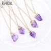 RAKOL Natural Gold Plating Stone Purple Crystal Quartz Crystal Jewelry Pendant Necklace Amethyst Necklace Women NN025