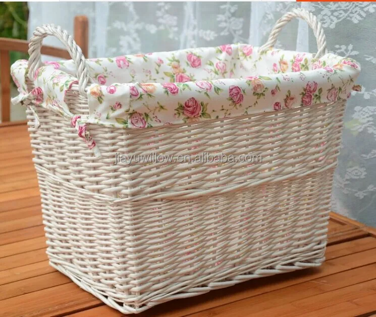 Wholesale Natural Round White Wicker Dirty Clothes Storage Basket White
