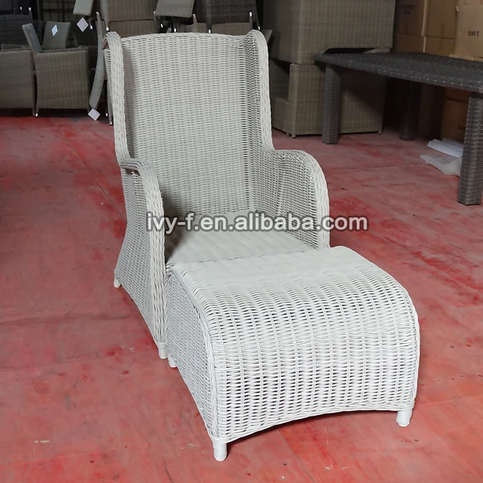 White Resin Wicker Dining Chairs High Back Wicker Rattan Chairs Resort