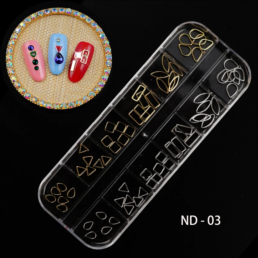 Rose Gold Rivet Nail Studs 3D Nail Art Decoration Gold Circle Star Round Square Triangle Mixed Accessories in Wheel for DIY.jpg