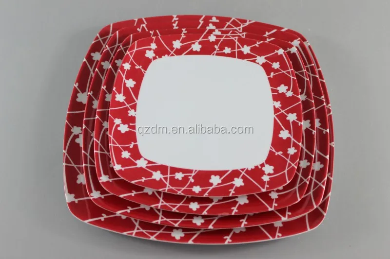Factory Supply Melamine camping Dinner plate , Square dinner set