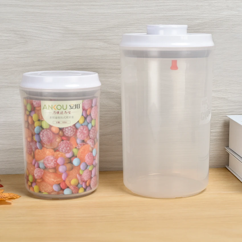 Ankou 2 Pieces Set 1l 2l Big Volume Plastic Round Food Storage