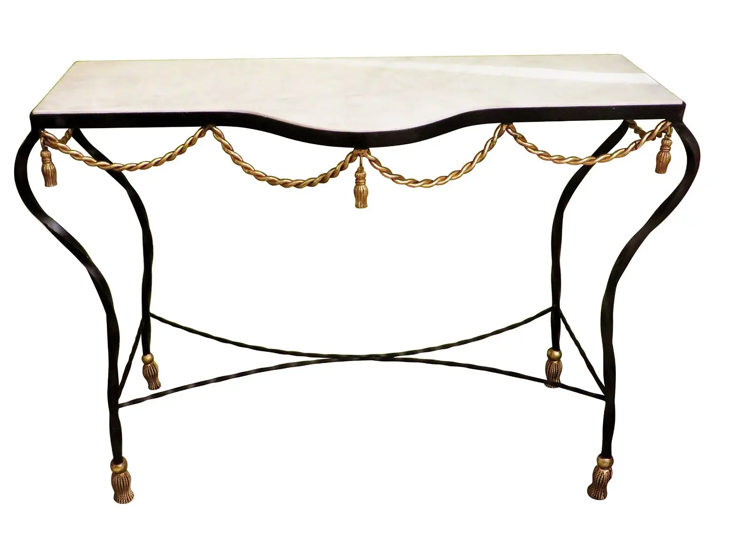 Rod Iron Console Table Find Deals On Get Quotations Black Gold Iron Swag Tel Console Table Ornate Marble Metal Sofa Rope