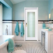 Внутренняя Массивная древесина обычная белая дверь для ванной комнаты YK-802 бесплатный образец для тестирования