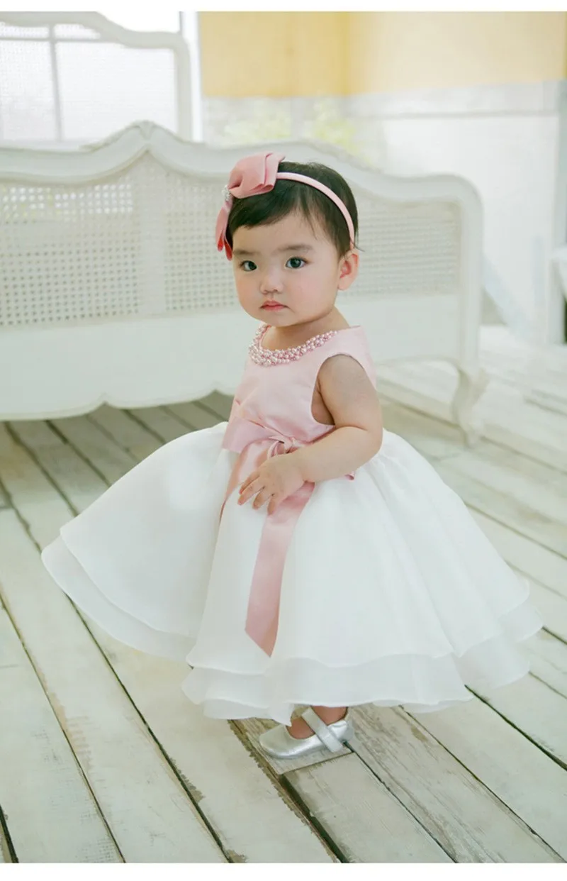 Hot Selling Lovely Pink Beaded 1 Year Old Baby Girl Birthday Party