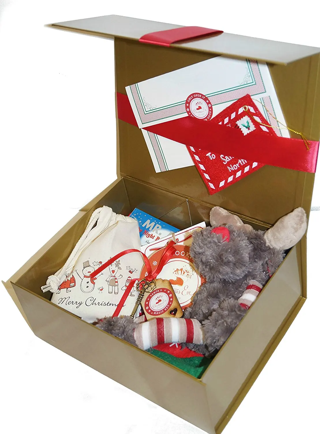 Christmas sticker activity & puzzle books pack kids stocking fillers party bags Buy Christmas Eve Box Gold/Red Ribbon filled with Xmas Reindeer Soft Toy, Christmas Stocking