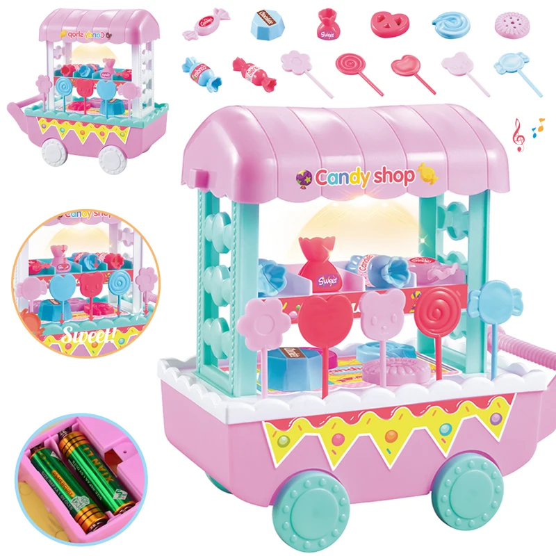 Mini Plastic Toys Candy Trolley Carts Pretend Play Set For Baby Kids
