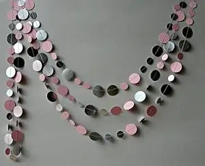 Bridal shower decoration, Pink silver garland, Wedding garland, Wedding decoration, Metallic garland,Shimmer garland,Paper garland,