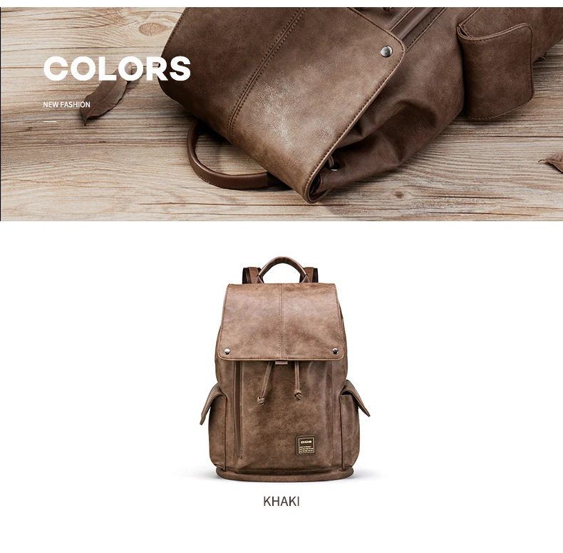 New 2018 PU Leather School Backpack Bag for men