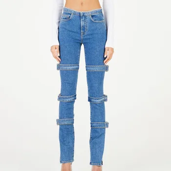 buckle denim jeans