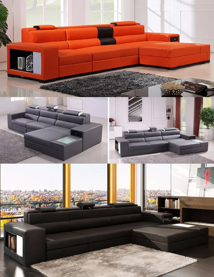Modern Design Living Room Leather Sofa Furniture L Shaped Sofa Sets ...