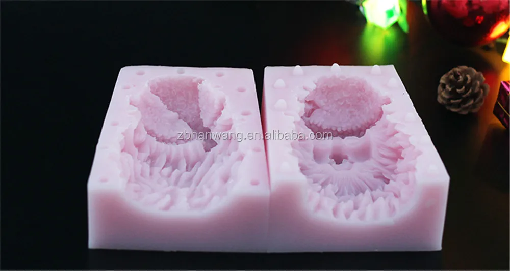 Double Sided 3d Handmade Silicone Candle Molds Santa Silicon Mould For
