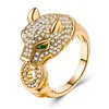 Fashion Personalized Triple Colors Available Micro Pave Full Cubic Zirconia Leopard Head Ring For Women