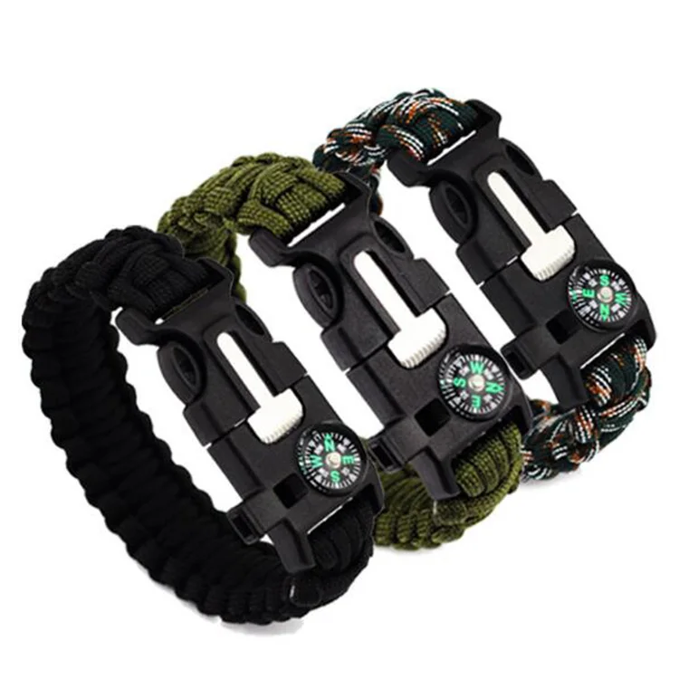 Military Wholesale Custom Logo 5 In 1 Metal Charms Survival 550 Paracord Bracelet - Buy Paracord ...