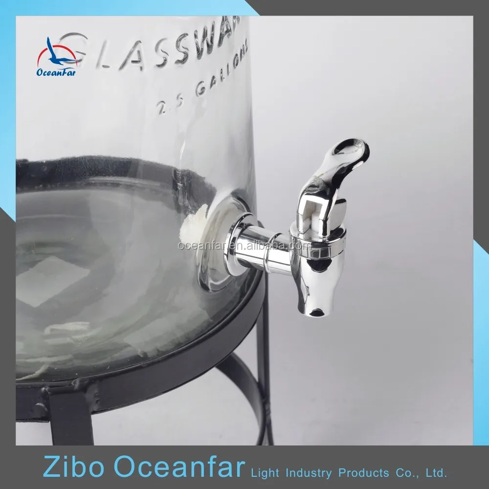 High Quality Large Water Faucet Jar Glass Drink Dispenser With Stand