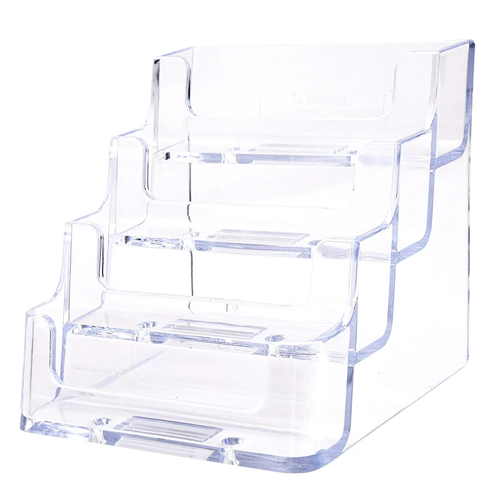 Clear Acrylic Business Card Holder 4 Pocket Desktop,4 Tier Business