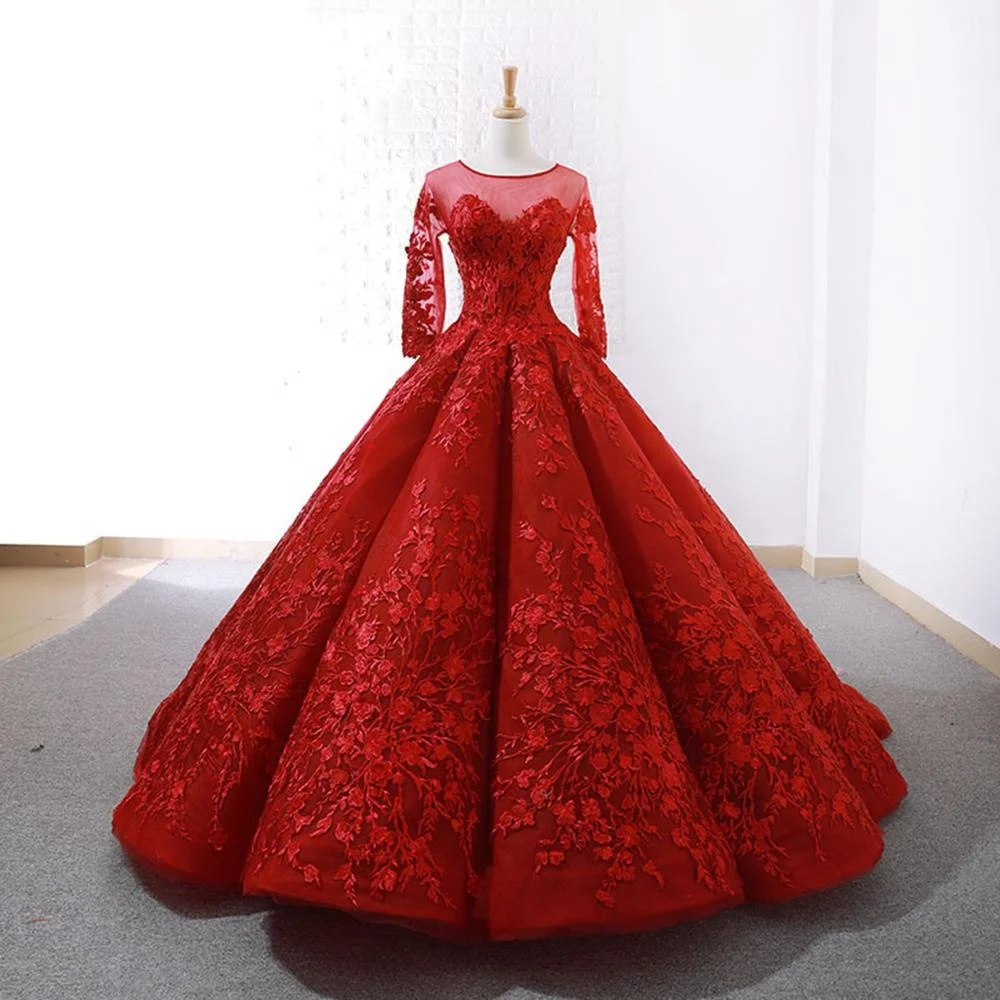 Красное платье пышное длинное