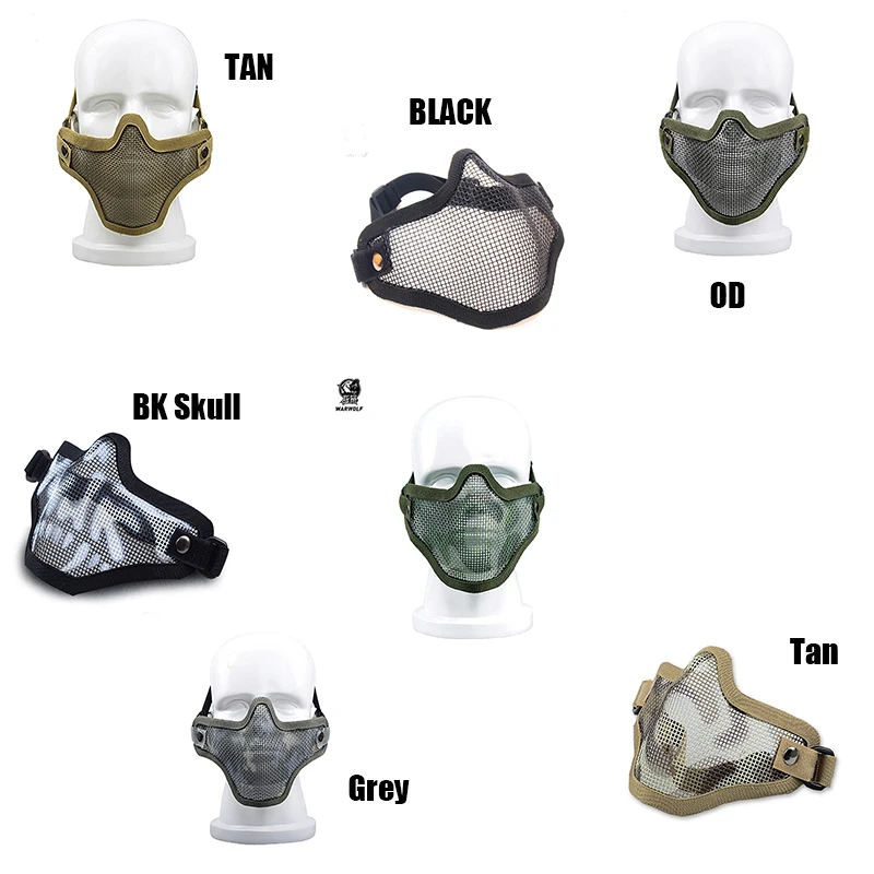 Single belt carbon steel protective sports half face masquerade outdoor Mask