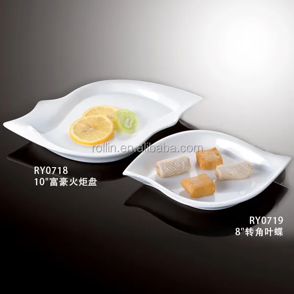 Microwave Safe 10'' Rectangular Ceramic Porcelain Plate For Hotel And