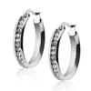 High quality frosted hoop earrings stud w/ cubic zirconia stainless steel jewelry