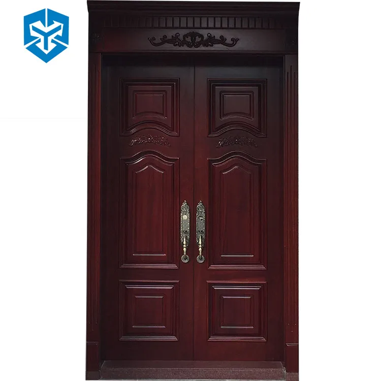 High quality custom size single double leaf exterior carved solid sliding wooden door