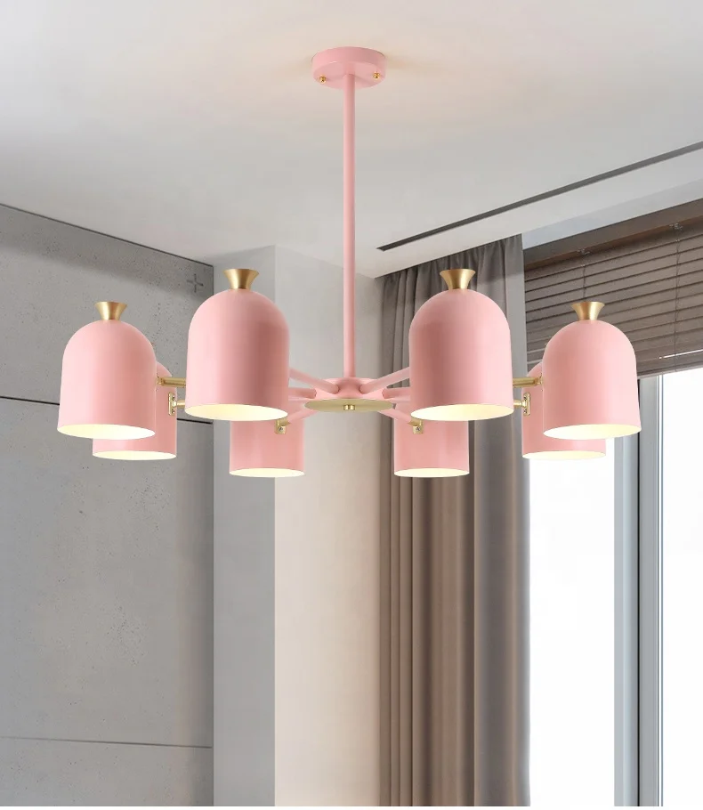 3 6 8 lights arms Pink yellow blue green wholesale chandelier import from china