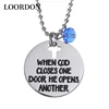 Loordon Stock stainless steel "when god closes one door he opens another" engraved necklace