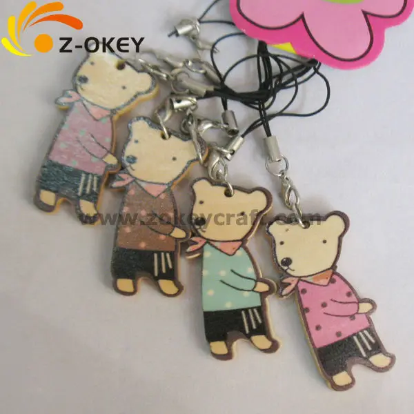 ZWP1245-2 Yiwu cute bear-shape wood key chain alibaba com