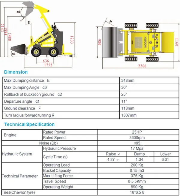 Mini Wheeled Digger Universal Skid Steer Compact Loader With 4 In 1