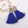 Alloy water drop shape with full crystal long string tassel earrings