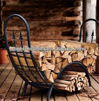 Wrought Iron Wood Holder Coated Wrought Iron Wood Holder