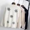 2019 fashinablel round neck lady Christmas winter sweater women high quality mohair jumpers knitted snowflake pullovers