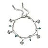 wholesale for women gifts 2pcs set fashion simple seashell turquoise scallop pattern beaded anklet ankle bracelet