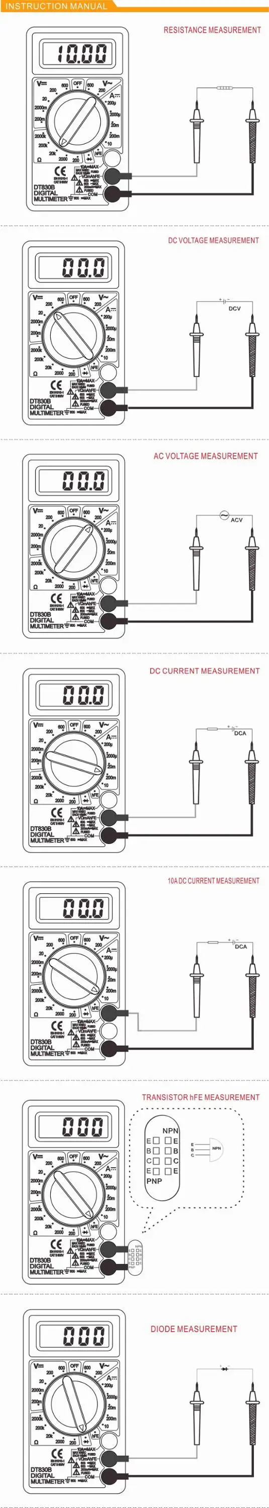 CE multimeter DT830B with Safety Design Latest CAT II