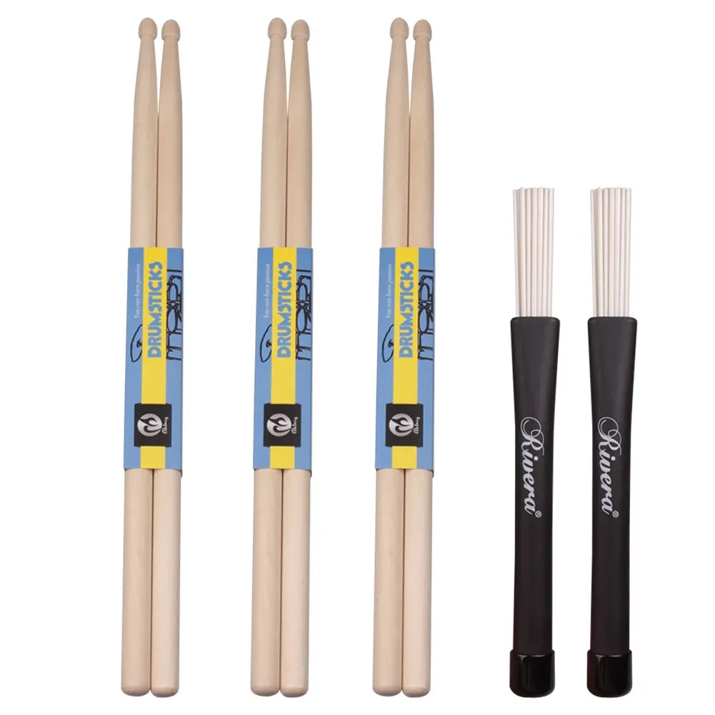 Buy Mudder 3 Pair Classic Maple Wood Drum Sticks Drumsticks Wood Tip