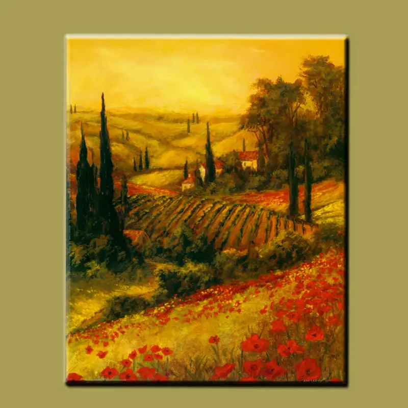 Museum Quality Art Decorative Tuscan Landscape Famous Mountain