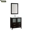 Black oak solid wood frame mirror with light modern bathroom cabinet BP-04-03