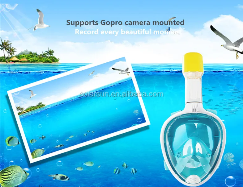 Free Sample Wholesale Custom 180 View Panoramic Diving Mask Snorkel Full Face with Anti-Fog Anti-Leak Snorkeling Design