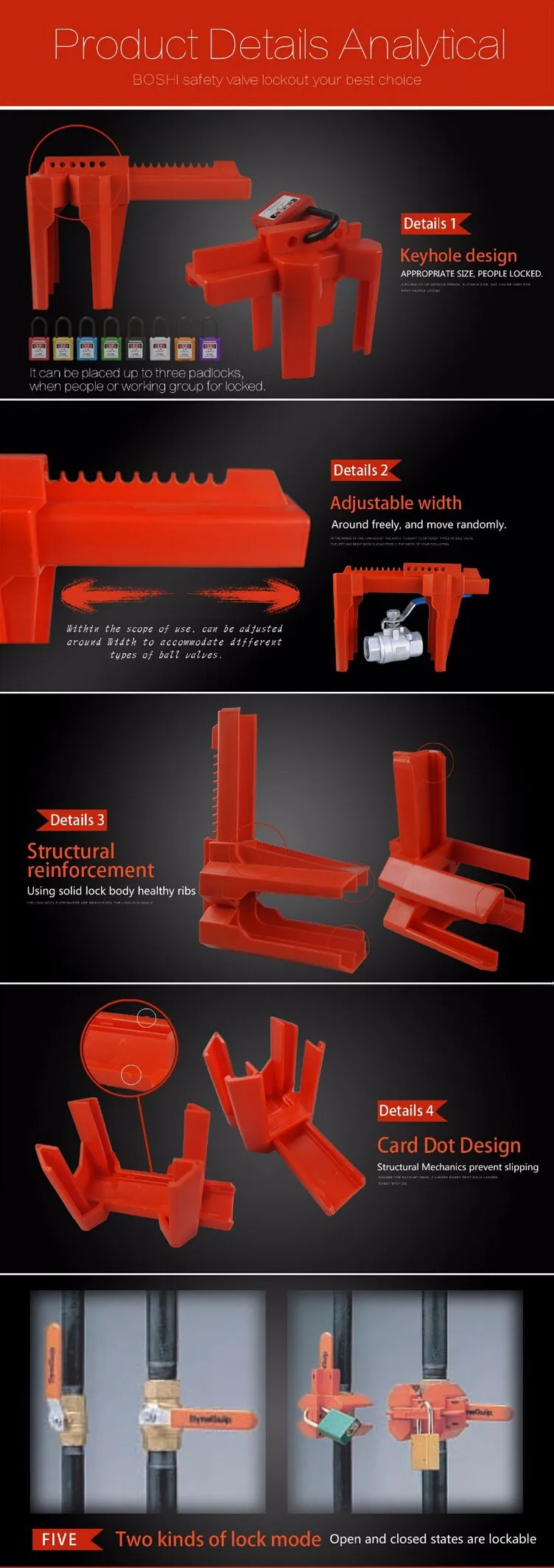 13 mm-200 mm safety ADJUSTABLE BALL VALVE LOCKOUT